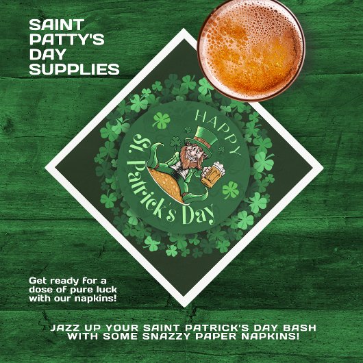 Serviette En Papier Leprechaun et la bière St. Patrick's Papier servie