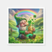 Serviette En Papier Leprechaun Irlandais Avec Pièces D'Or (Devant)
