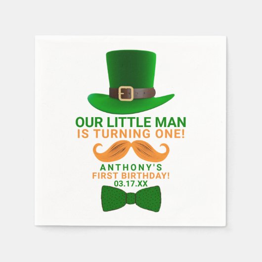 Serviette En Papier Leprechaun moderne St. Patrick's Any Age Anniversa (Devant)
