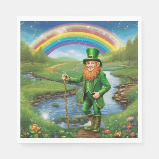 Serviette En Papier Leprechaun Rainbow (Devant)