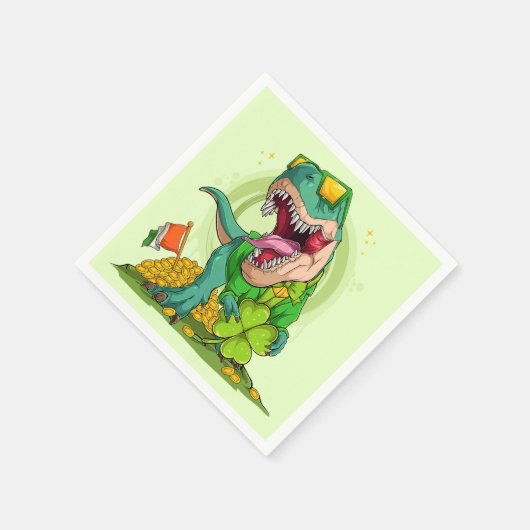 Serviette En Papier Leprechaun T-Rex St. Patrick's Day (Coin)