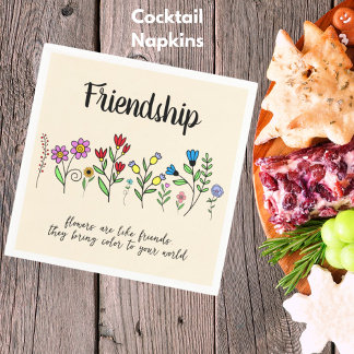 Serviette En Papier Les Amis De L'Amitié Sont Comme Les Fleurs Couleur