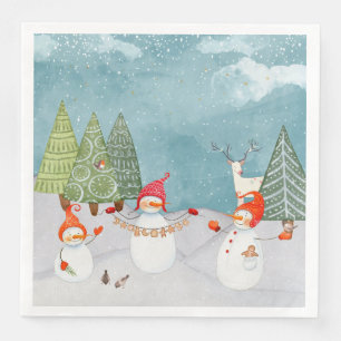 SERVIETTE EN PAPIER LES AMIS DE SNOWMAN & WOODLAND EN WONDERLAND HITER