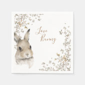 Serviette En Papier Les animaux des bois aiment le lapin Script floral (Devant)