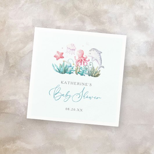 Serviette En Papier Les Animaux Océaniques Sous Le Baby shower Sea Boy