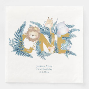 Serviette En Papier Les animaux Safari de premier anniversaire mignons