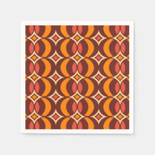 Serviette En Papier Les années 70 géométrique Retro Globe Motif Automn
