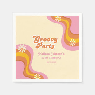 Serviette En Papier les années 70 Retro Super fêtes daisées Peach Anni