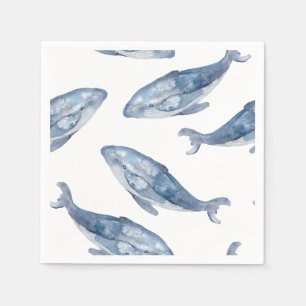 Serviette En Papier Les baleines à bosse en aquarelle