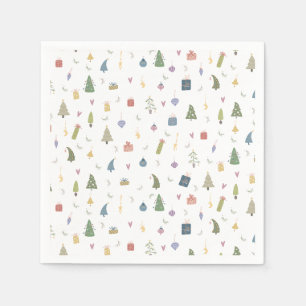 Serviette En Papier Les beaux arbres de Noël présentent des ornements