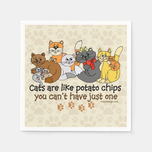 Serviette En Papier Les chats sont comme des chips (Devant)
