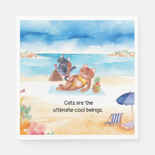 Serviette En Papier Les chats sont les êtres cool ultimes (Devant)