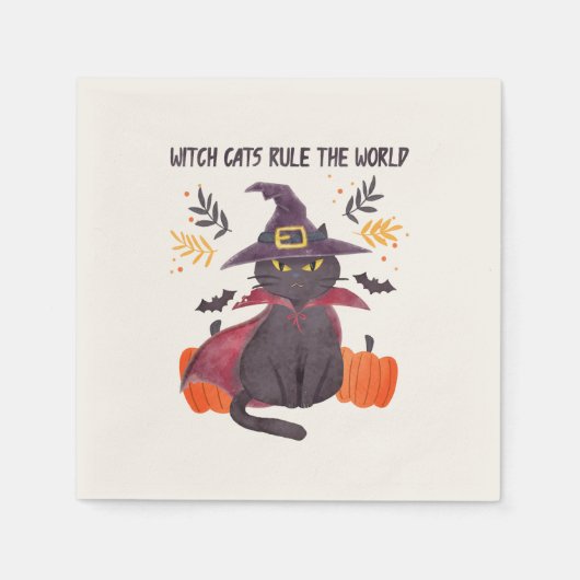 Serviette En Papier Les Chats-Sorcières dominent le monde (Devant)