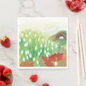 Serviette En Papier Les chutes de neige en floraison et un hérisson (En situation)