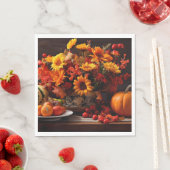 Serviette En Papier Les Citrouilles de Thanksgiving et les Tournesols (En situation)