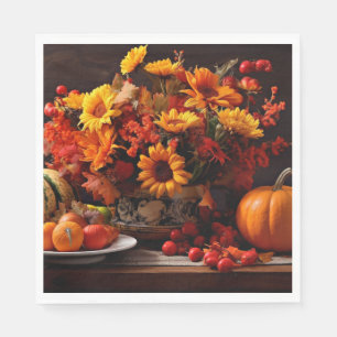 Serviette En Papier Les Citrouilles de Thanksgiving et les Tournesols
