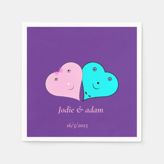 Serviette En Papier les coeurs de m. & mrs (Devant)