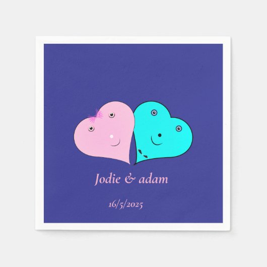 Serviette En Papier les coeurs de m. & mrs (Devant)