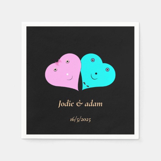 Serviette En Papier les coeurs de m. & mrs (Devant)
