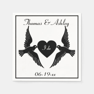 Serviette En Papier Les colombes et le coeur