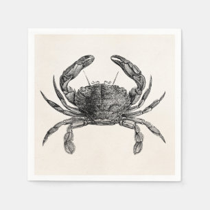 Serviette En Papier Les crabes vintages d'antiquité de crabe ont