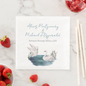 Serviette En Papier Les cygnes d'aquarelle romantiques sur un Mariage  (En situation)