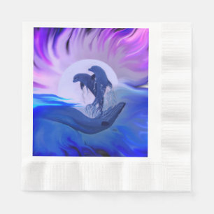 Serviette En Papier Les dauphins au clair de lune
