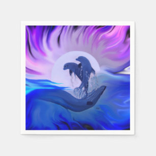 Serviette En Papier Les dauphins au clair de lune