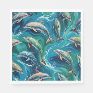 Serviette En Papier Les dauphins nagent