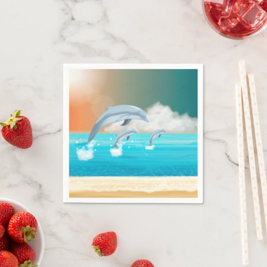 Serviette En Papier les dauphins qui brassent dans l'océan (En situation)
