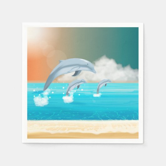 Serviette En Papier les dauphins qui brassent dans l'océan (Devant)