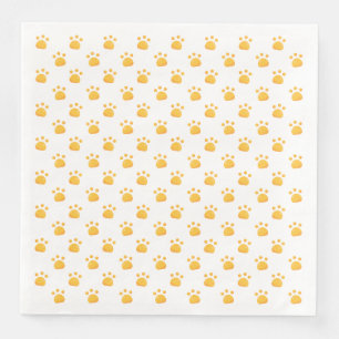 Serviette En Papier Les empreintes de pattes modèlent jaune-orange