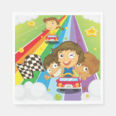 Serviette En Papier Les Enfants Courent Sur Une Serviette Arc En Ciel (Devant)