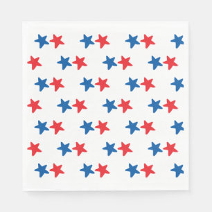 Serviette En Papier Les étoiles rouges et bleues Patriotique / 4 jui