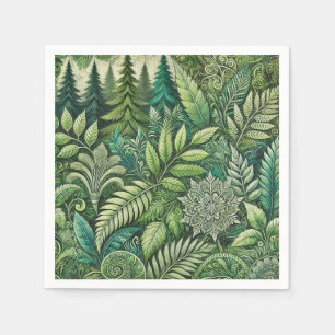 Serviette En Papier Les Feuilles et la nature de la forêt verte comple