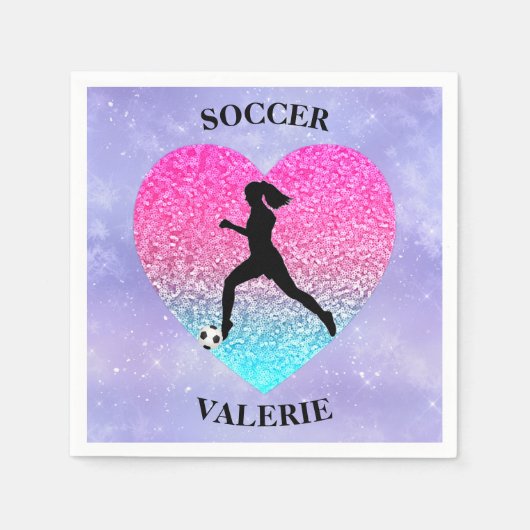 Serviette En Papier Les filles aiment le football (Devant)