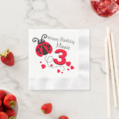 Serviette En Papier Les filles nommées 3ème anniversaire rouge coccine (En situation)