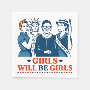 Serviette En Papier Les Filles Seront Des Filles 4 juillet Féministes
