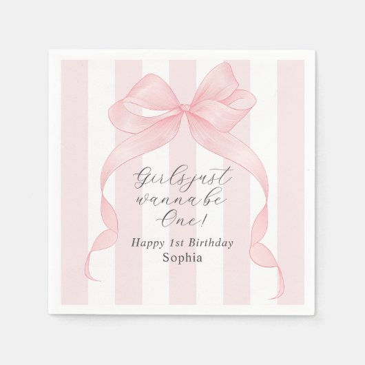 Serviette En Papier Les Filles Veux Être Un 1Er Anniversaire (Devant)