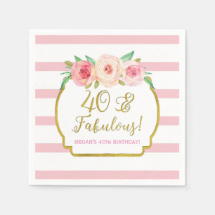 Serviette En Papier Les fleur de l'or rose 40 et fabuleux anniversaire