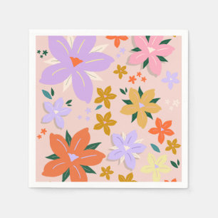 Serviette En Papier Les Fleurs 04 Retro Colorful Floral