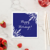 Serviette En Papier Les flocons blancs d'hiver sur Blue Happy Holidays (En situation)