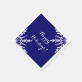 Serviette En Papier Les flocons blancs d'hiver sur Blue Happy Holidays (Coin)