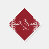 Serviette En Papier Les flocons blancs d'hiver sur Red Happy Holidays (Coin)