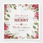 Serviette En Papier Les flocons de neige de Noël Poinsettia Mangez Boi (Devant)