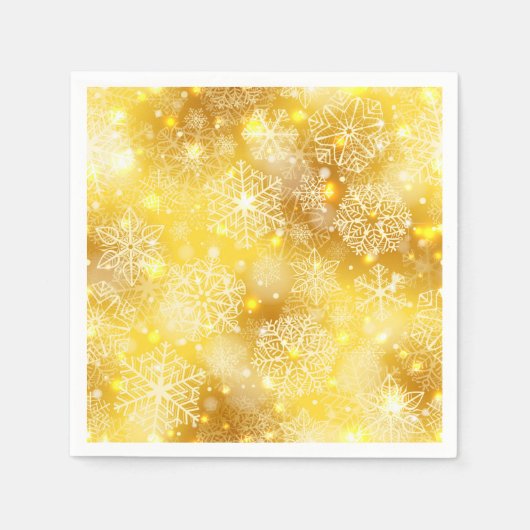 Serviette En Papier Les flocons de neige en or (Devant)