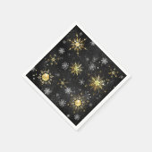 Serviette En Papier Les flocons dorés de Noël sur l'Arrière - plan noi (Coin)