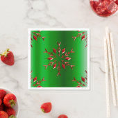 Serviette En Papier Les flocons rouges de Noël vert (En situation)