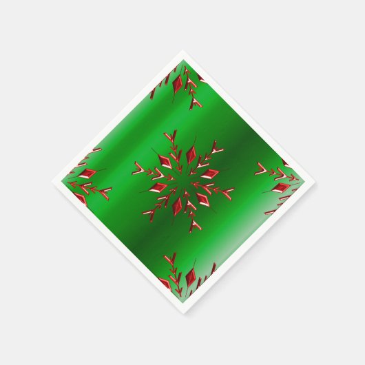Serviette En Papier Les flocons rouges de Noël vert (Coin)