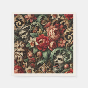 Serviette En Papier Les Frères verts - Coussin floral gothique